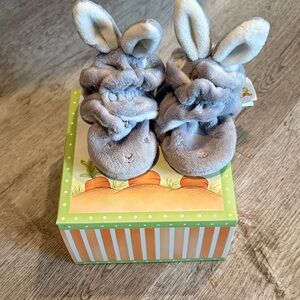 Plush Bunny Baby Booties - Gray